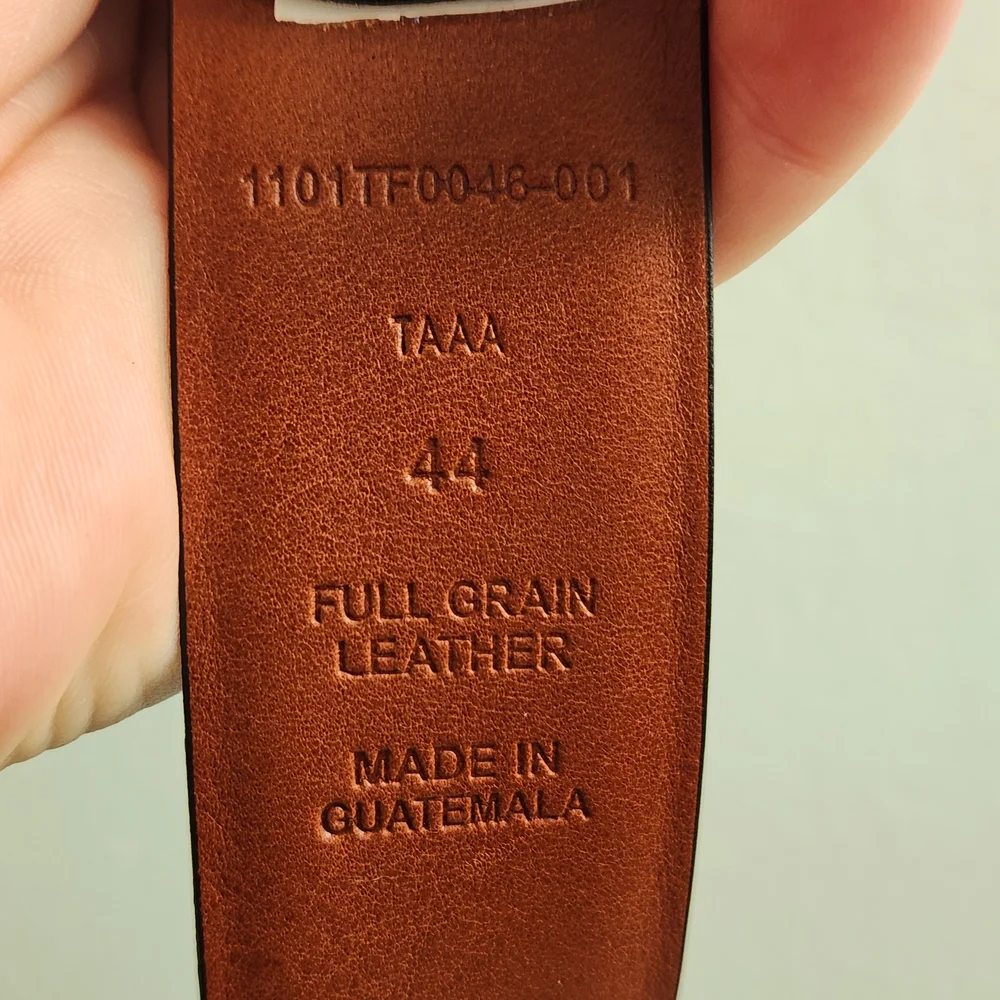 Trafalgar Black Leather Belt Men's Size 44 NEW Full‎ Grain Leather Everyday Belt